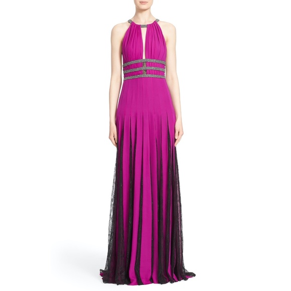 Badgley Mischka Couture Silk Halter Gown - Picture 1 of 9